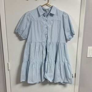 Light Blue Button-Up Dress